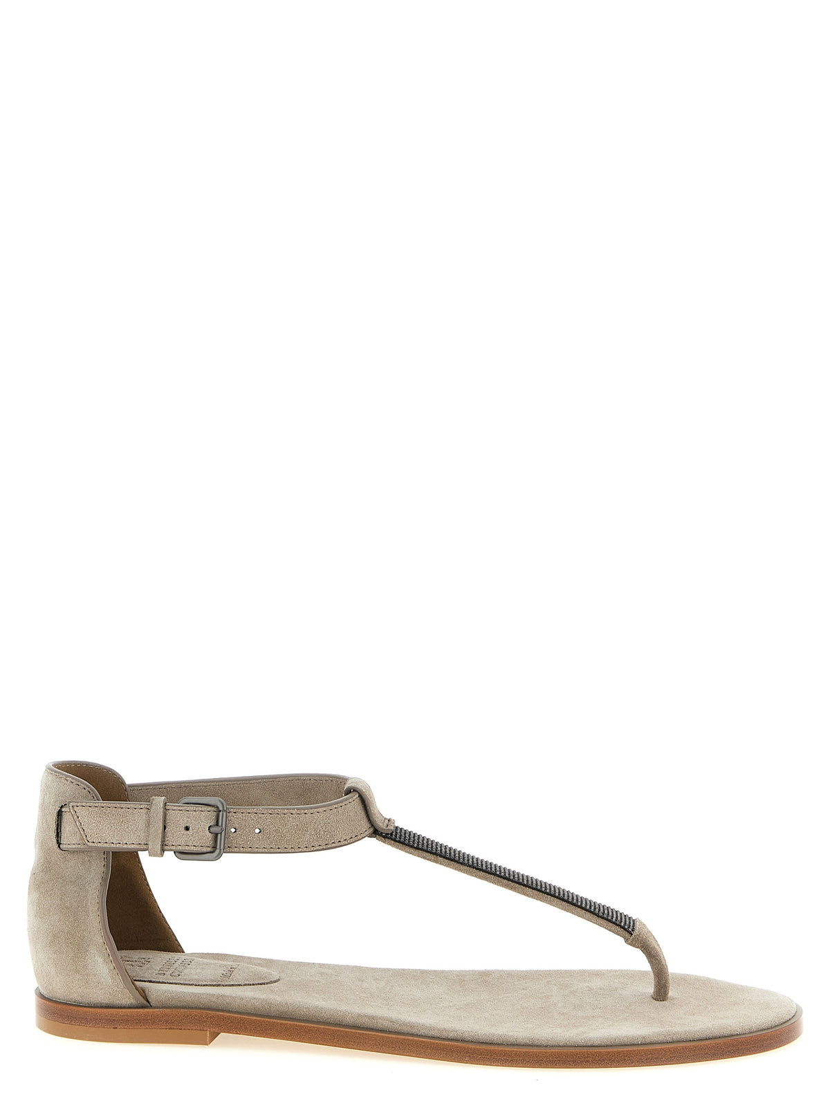 Sandales plates Brunello Cucinelli en cuir de veau beige