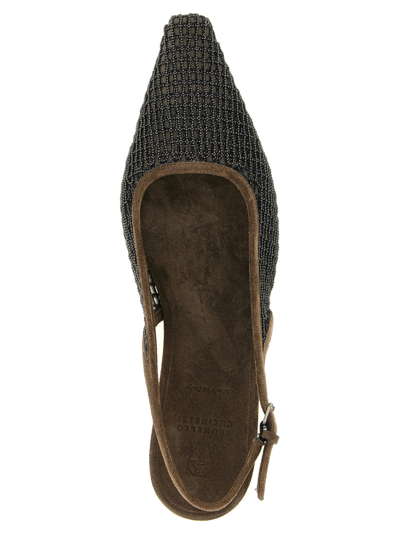 Ballerines Brunello Cucinelli en cuir de veau marron