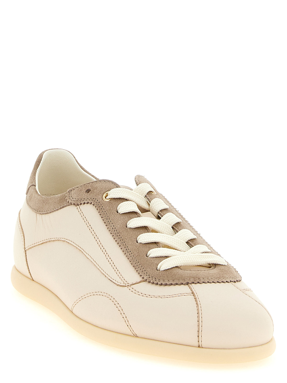 Baskets basses Brunello Cucinelli en cuir de veau beige