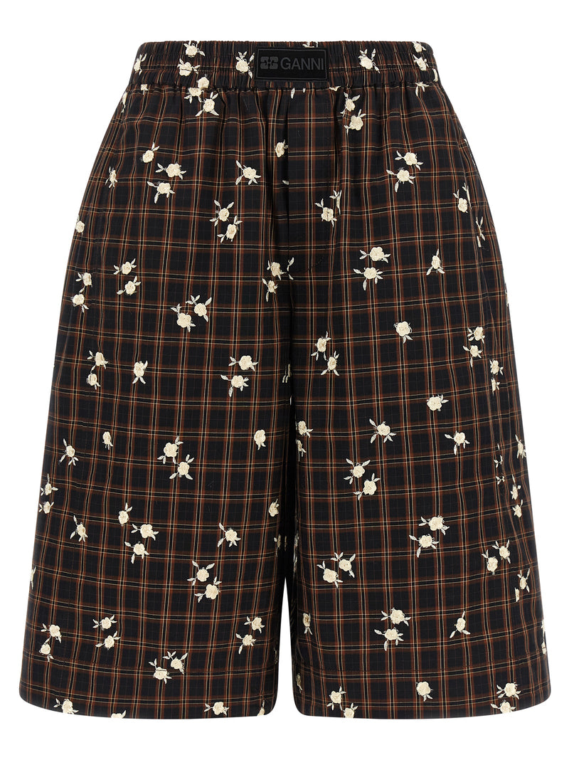 Ganni Brown Organic Cotton Bermuda Shorts