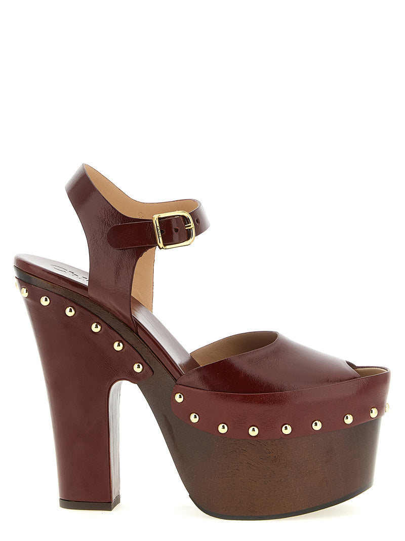 Sandales à talons aiguilles Chloé en cuir d'agneau de Bordeaux