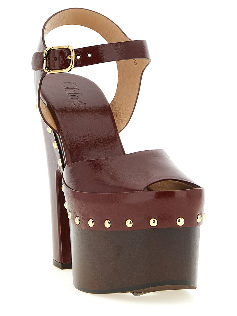 Sandales à talons aiguilles Chloé en cuir d'agneau de Bordeaux