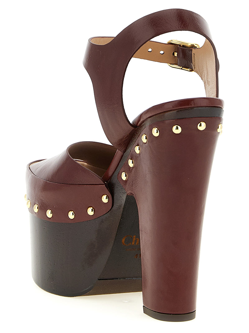 Sandales à talons aiguilles Chloé en cuir d'agneau de Bordeaux