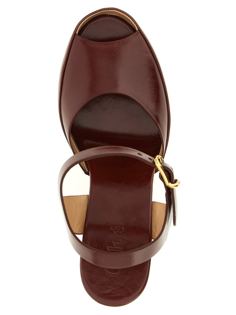Sandales à talons aiguilles Chloé en cuir d'agneau de Bordeaux