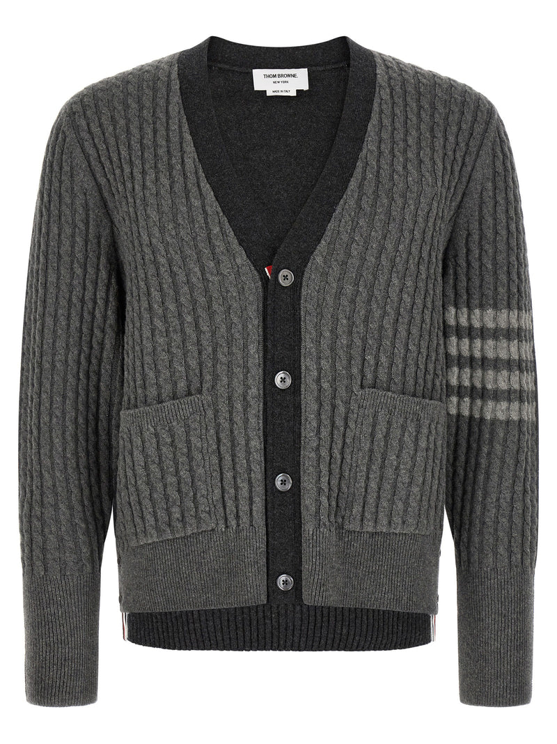 Cardigan gris en laine vierge Thom Browne