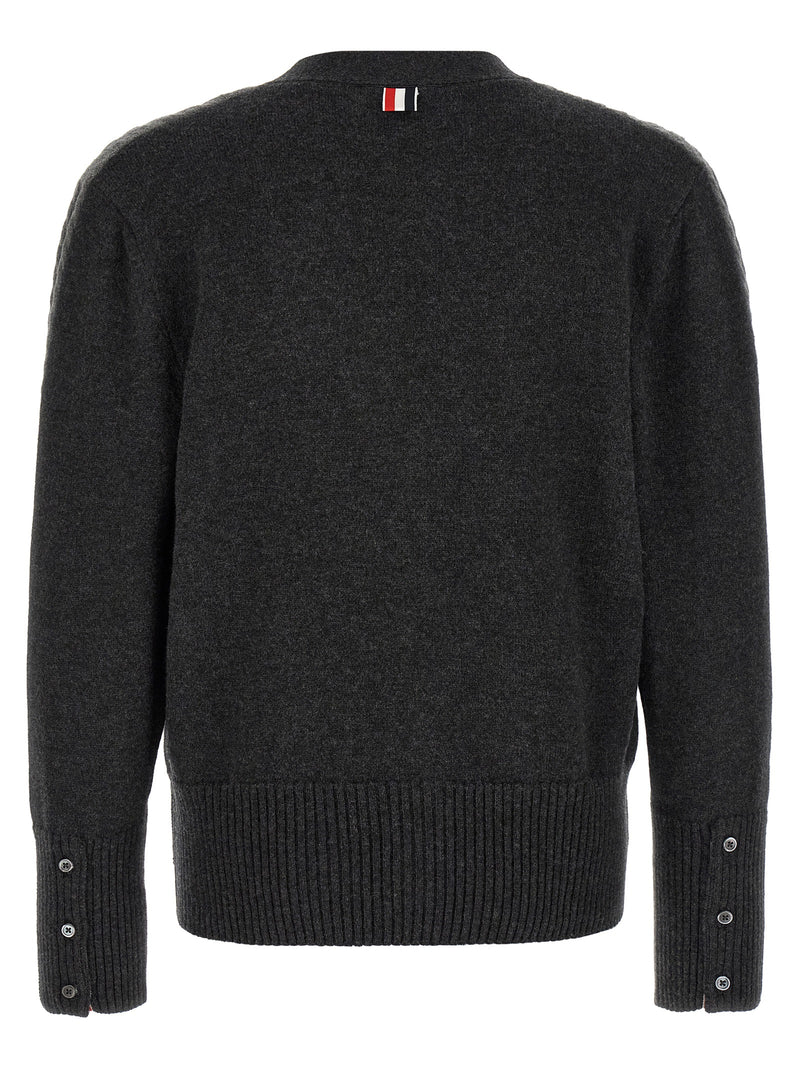 Cardigan gris en laine vierge Thom Browne