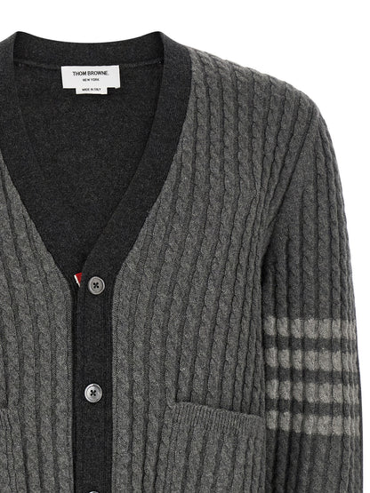 Thom Browne Gray Virgin Wool Cardigan
