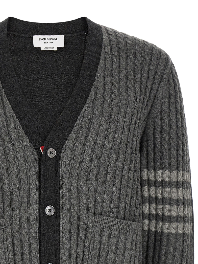 Cardigan gris en laine vierge Thom Browne