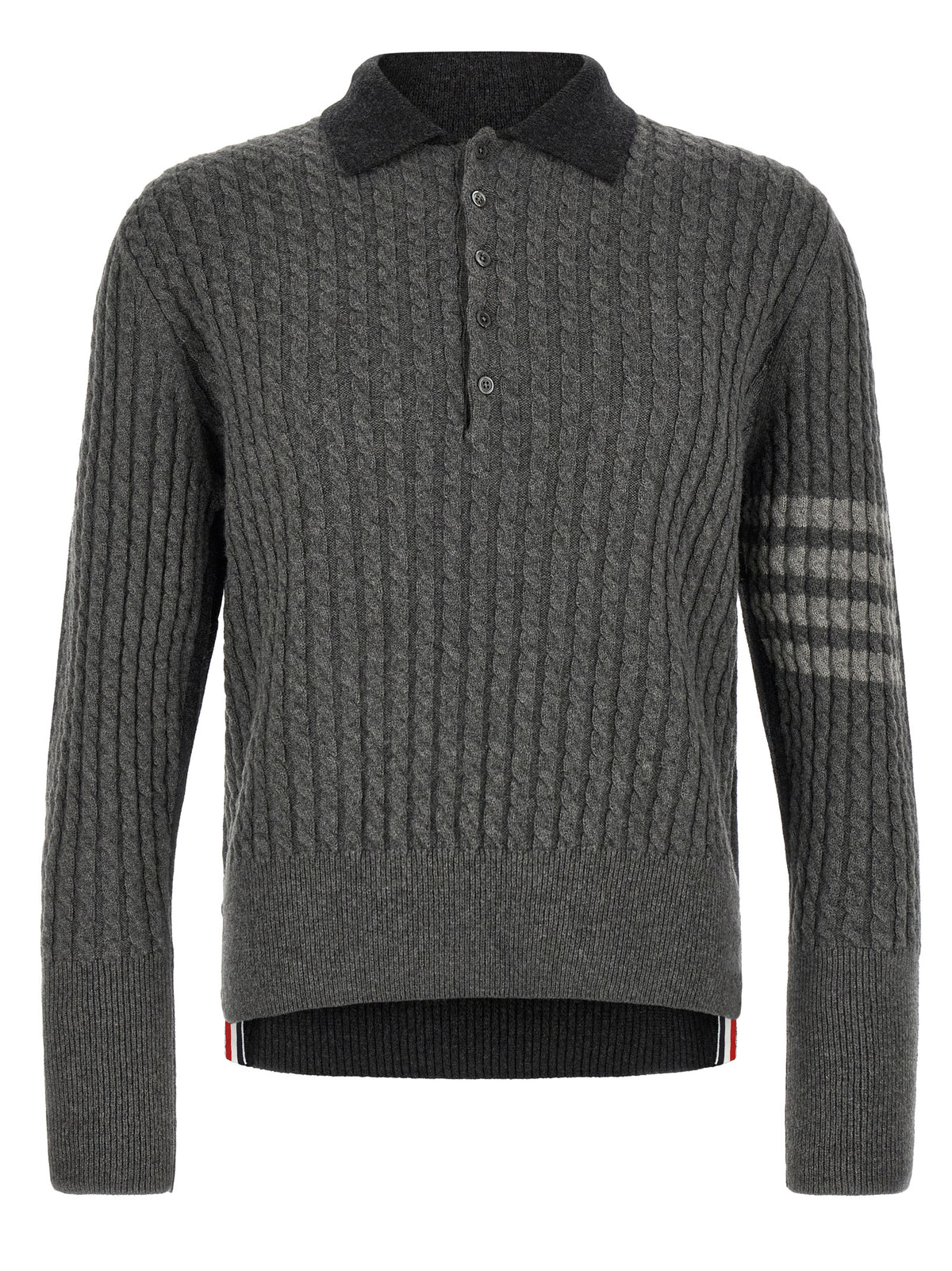 Polo Thom Browne gris en laine vierge