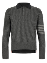 Polo Thom Browne gris en laine vierge