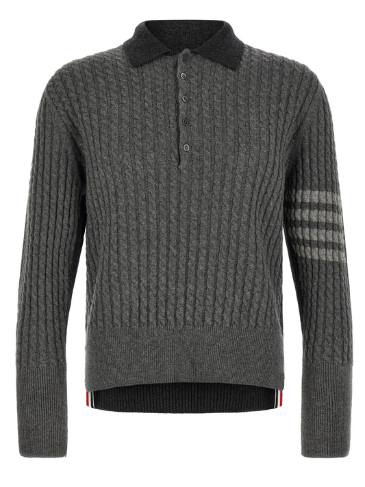 Thom Browne Gray Virgin Wool Polo Shirt