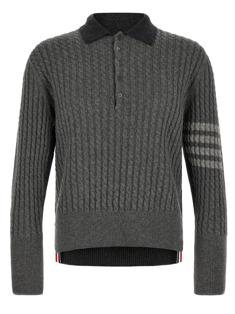 Polo Thom Browne gris en laine vierge