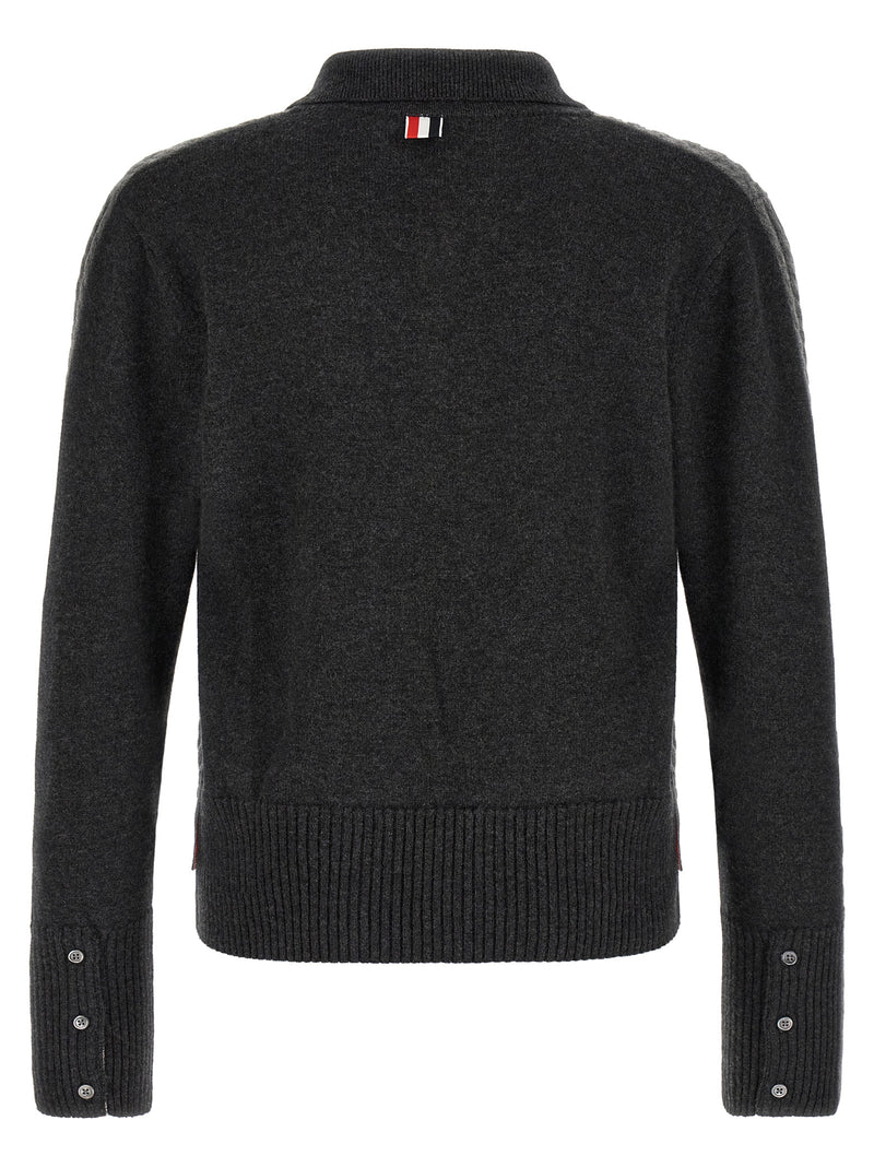 Polo Thom Browne gris en laine vierge