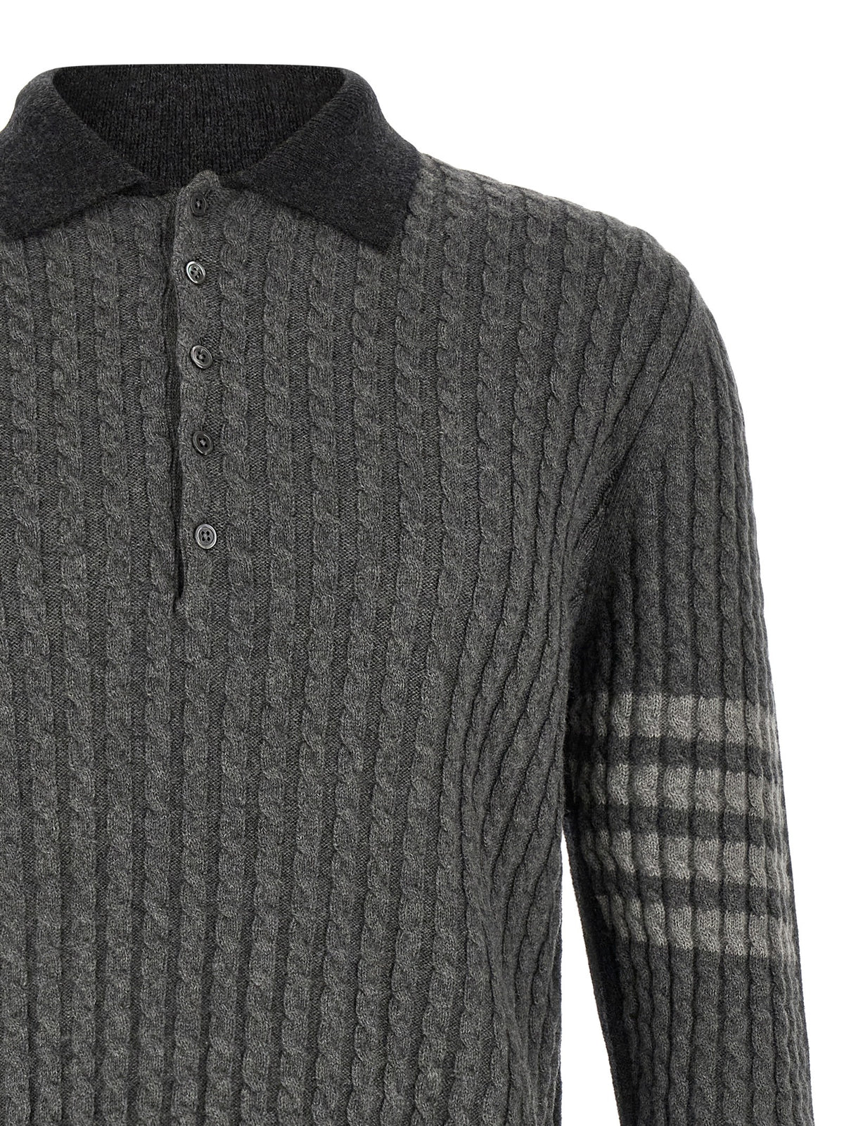 Polo Thom Browne gris en laine vierge
