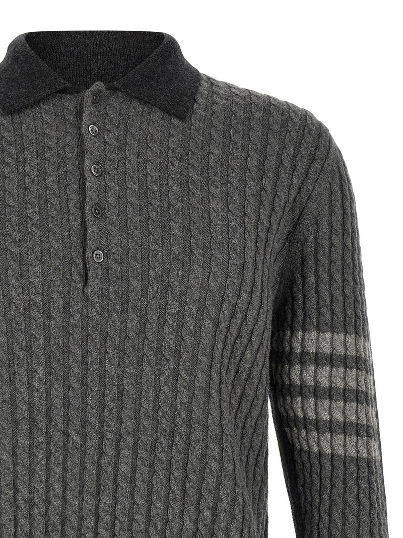 Polo Thom Browne gris en laine vierge