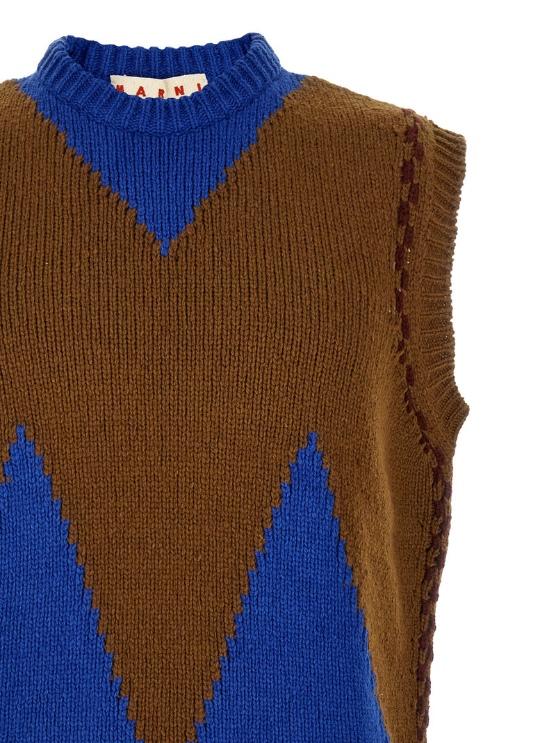 Pull sans manches en laine multicolore Marni