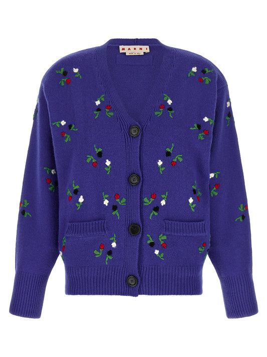 Cardigan en laine vierge bleu Marni