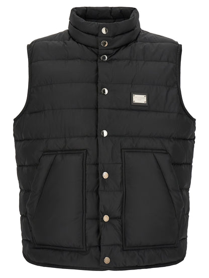 Dolce & Gabbana Black Polyester Sleeveless Jacket