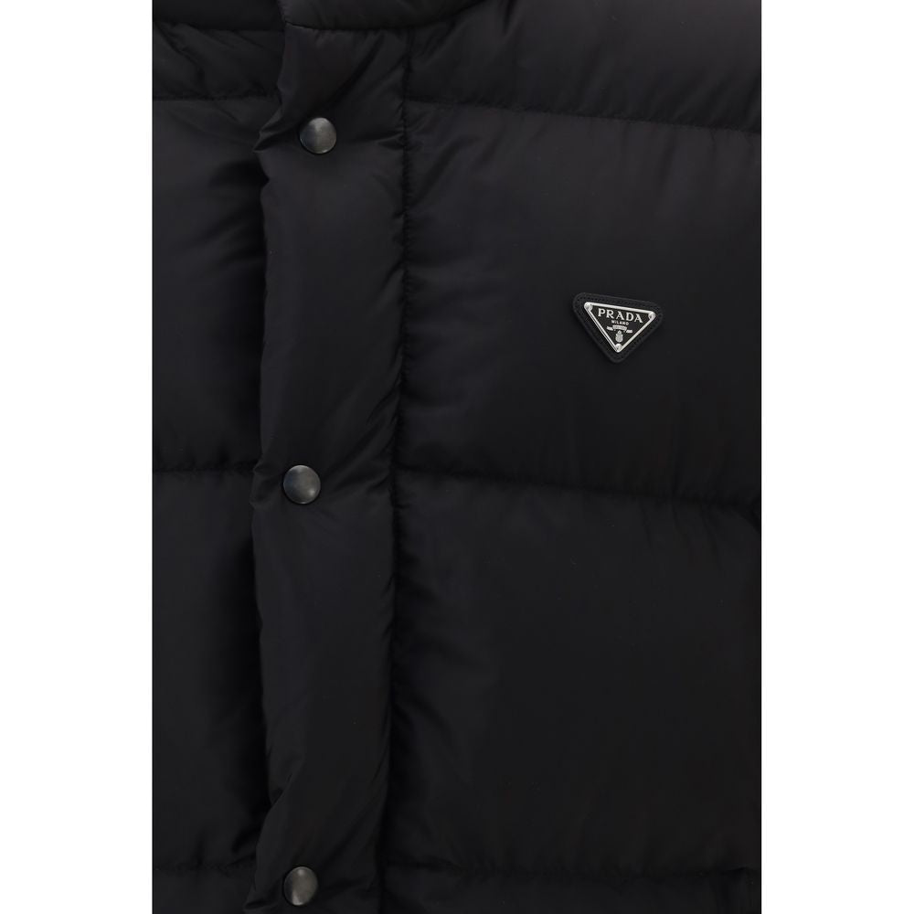 Doudoune longue Prada en duvet d'oie noir