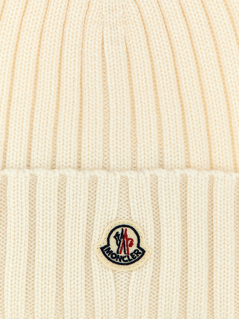 Moncler White Virgin Wool Beanie