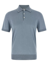 Polo Brunello Cucinelli en coton bleu