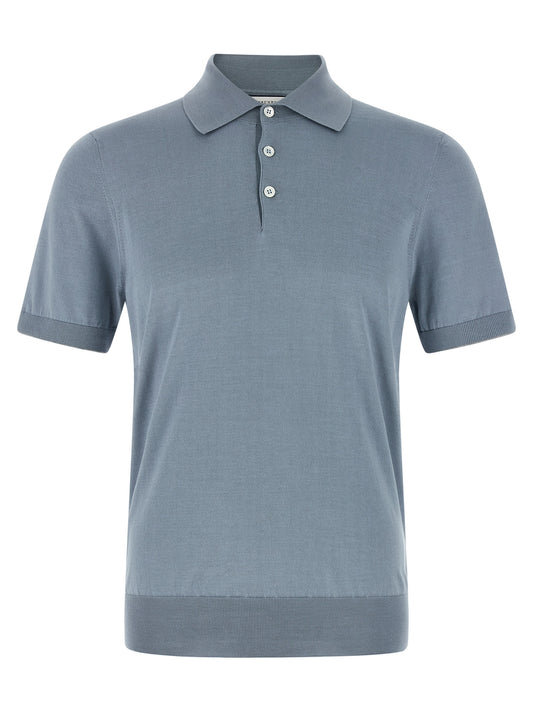 Brunello Cucinelli Blue Cotton Polo Shirt