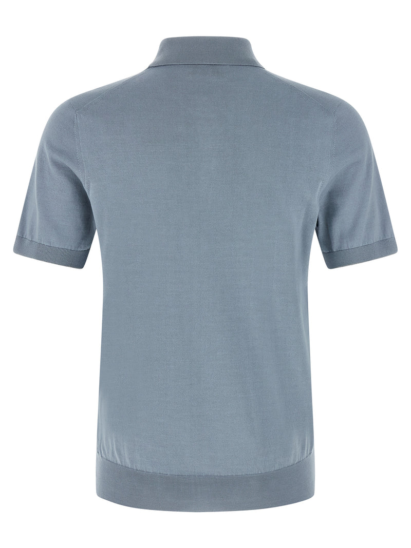 Polo Brunello Cucinelli en coton bleu
