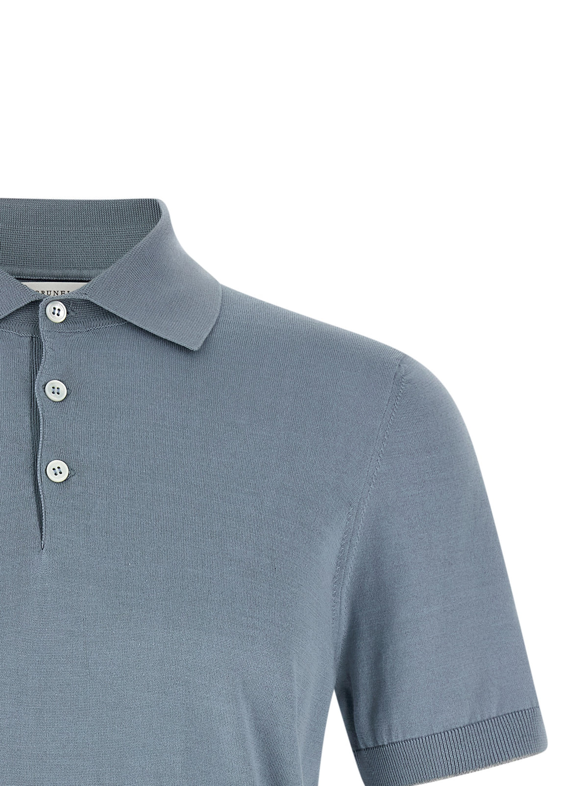 Polo Brunello Cucinelli en coton bleu