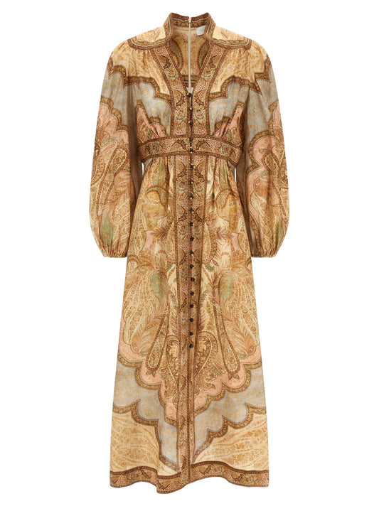 Robe midi en lin marron Zimmermann