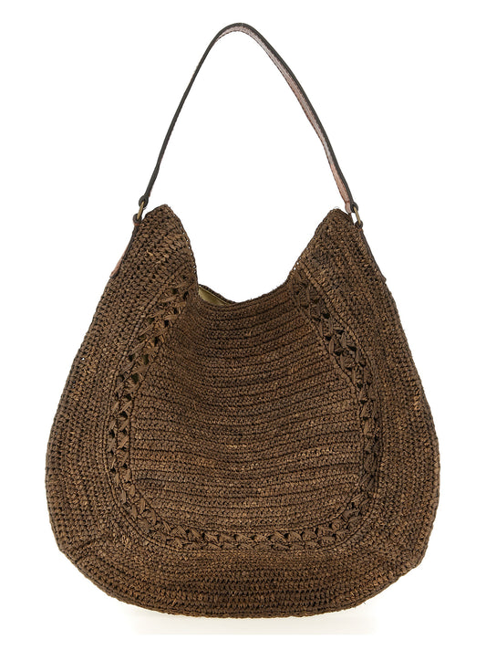 Sac bandoulière Ibeliv en raphia marron