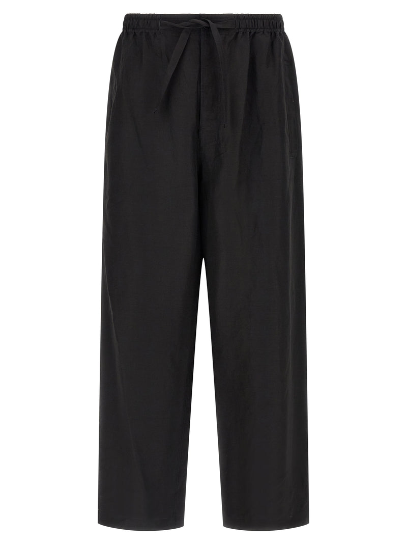 Pantalon décontracté en lin noir Lemaire