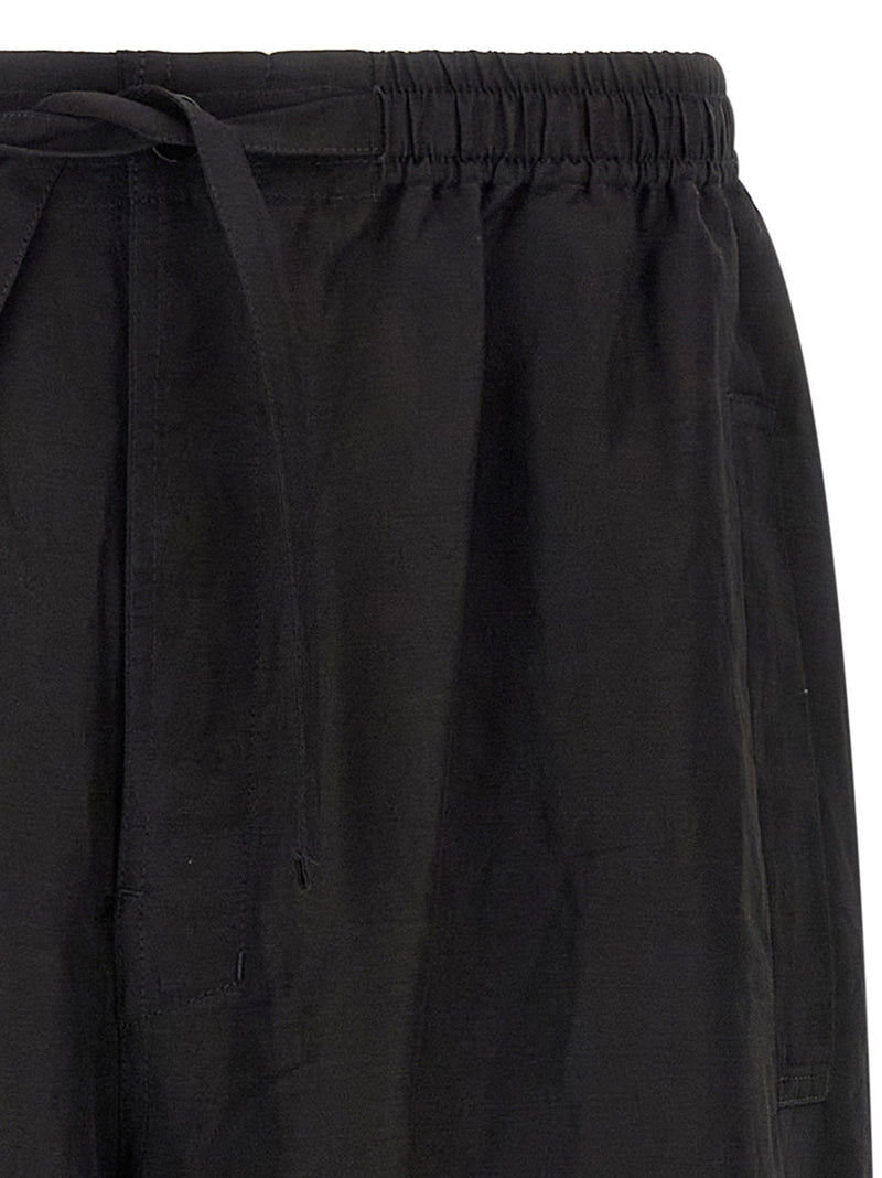 Pantalon décontracté en lin noir Lemaire