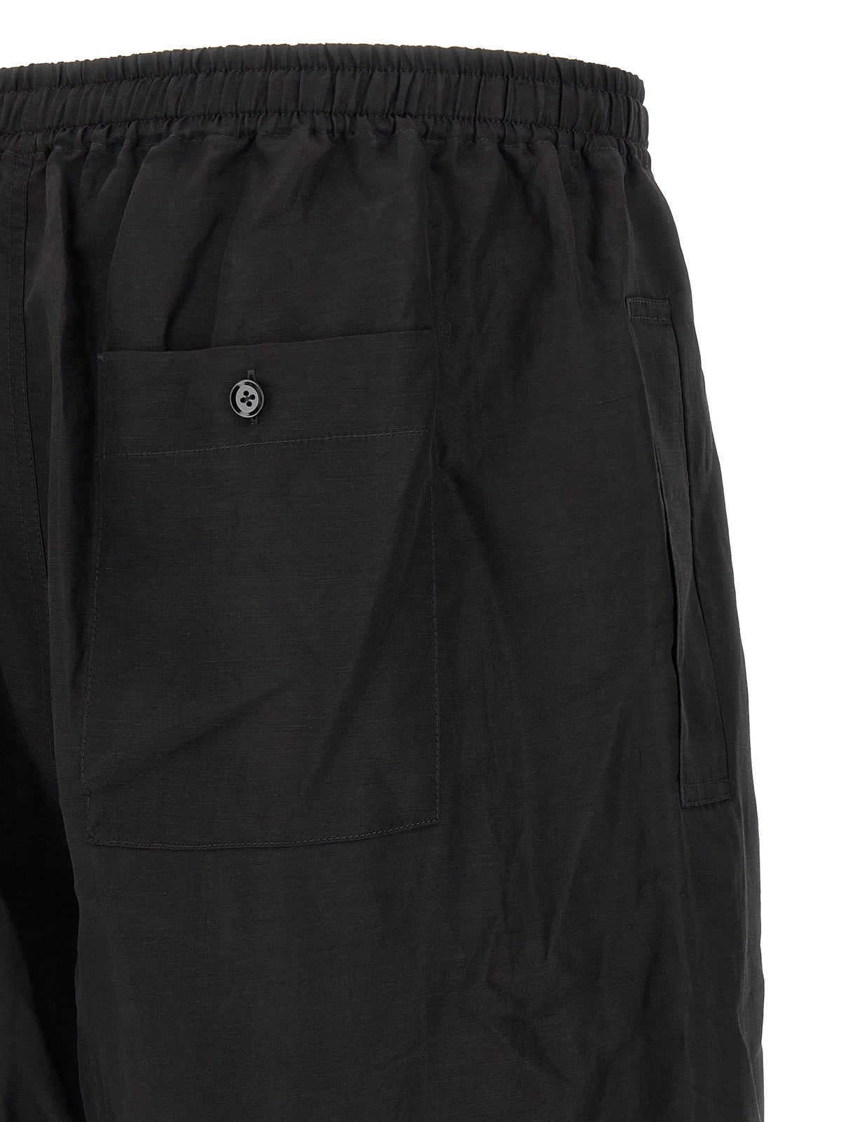 Pantalon décontracté en lin noir Lemaire