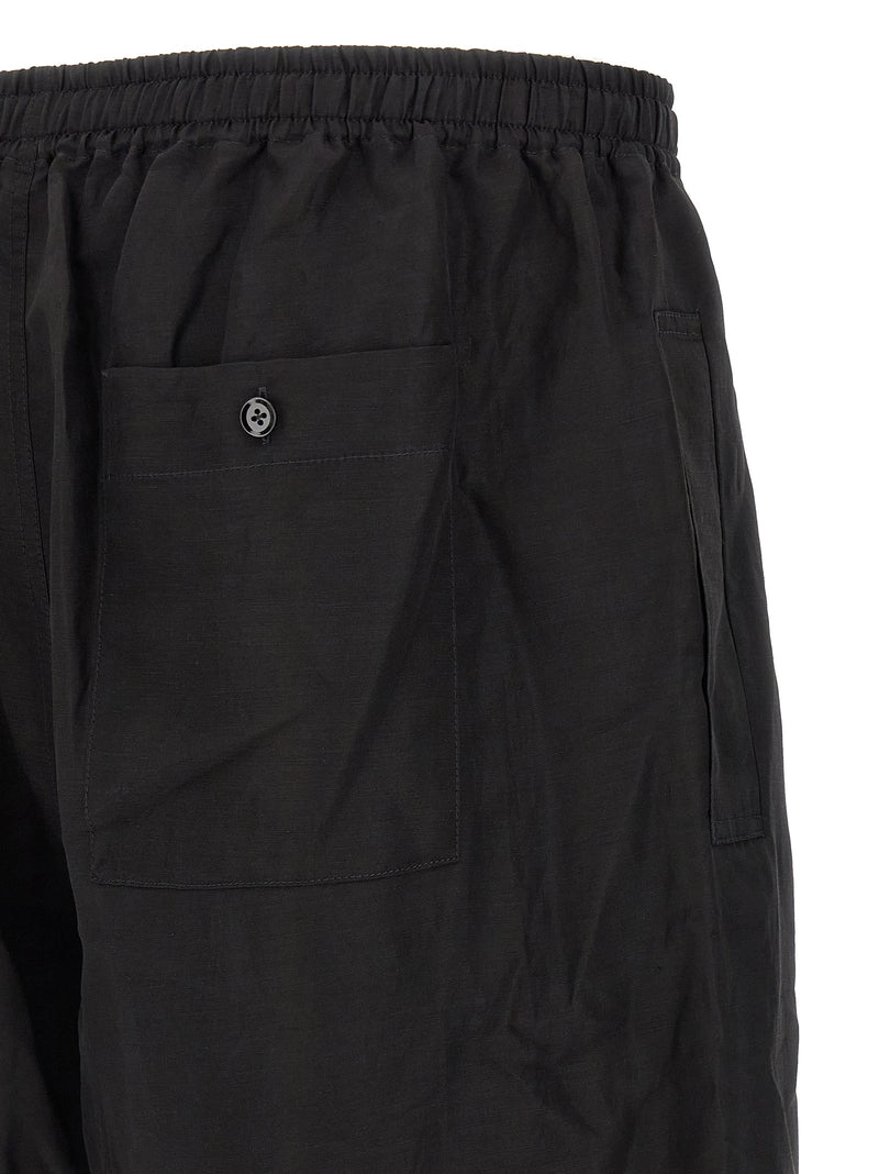 Pantalon décontracté en lin noir Lemaire