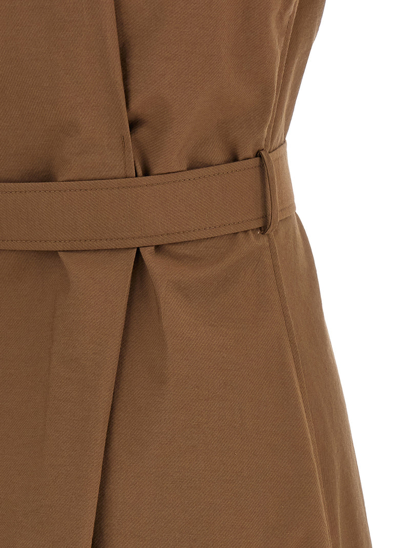 Robe midi marron en coton Brunello Cucinelli