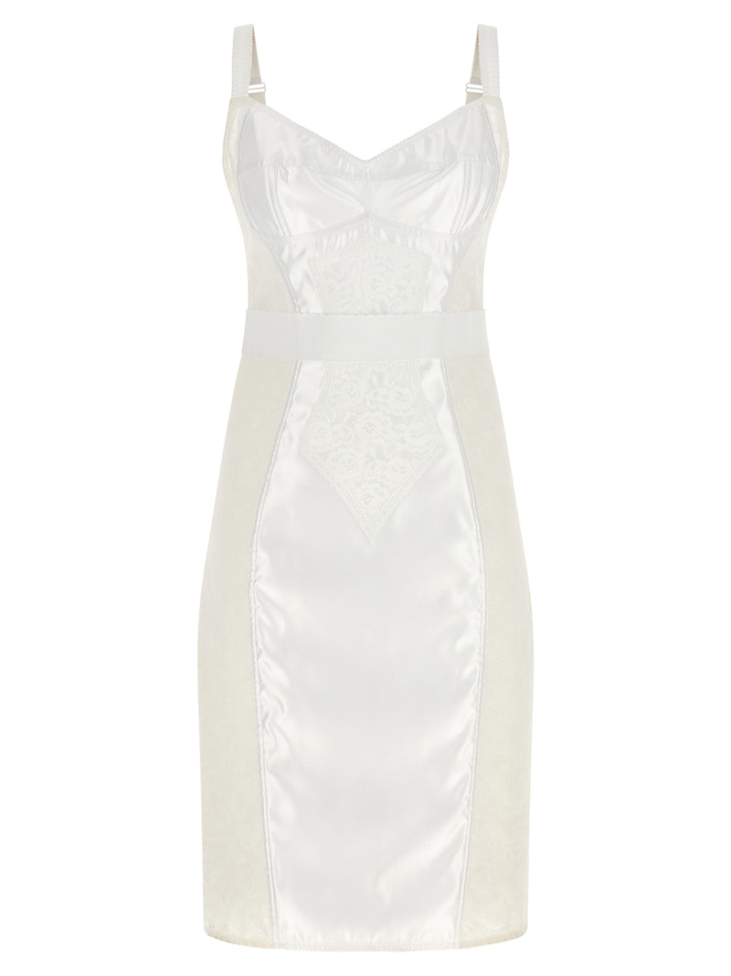 Dolce & Gabbana Robe mi-longue en polyamide blanc
