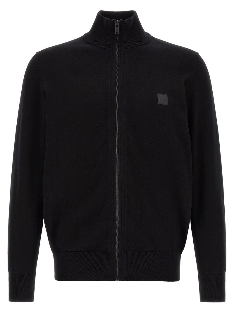 Cardigan en coton noir Hugo Boss