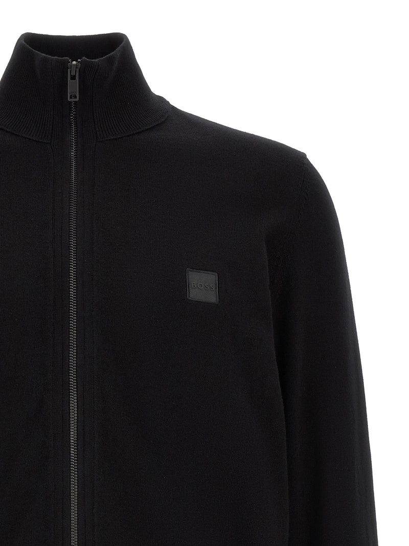 Cardigan en coton noir Hugo Boss