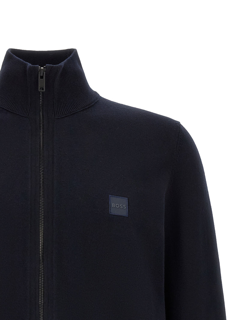 Cardigan en coton bleu Hugo Boss