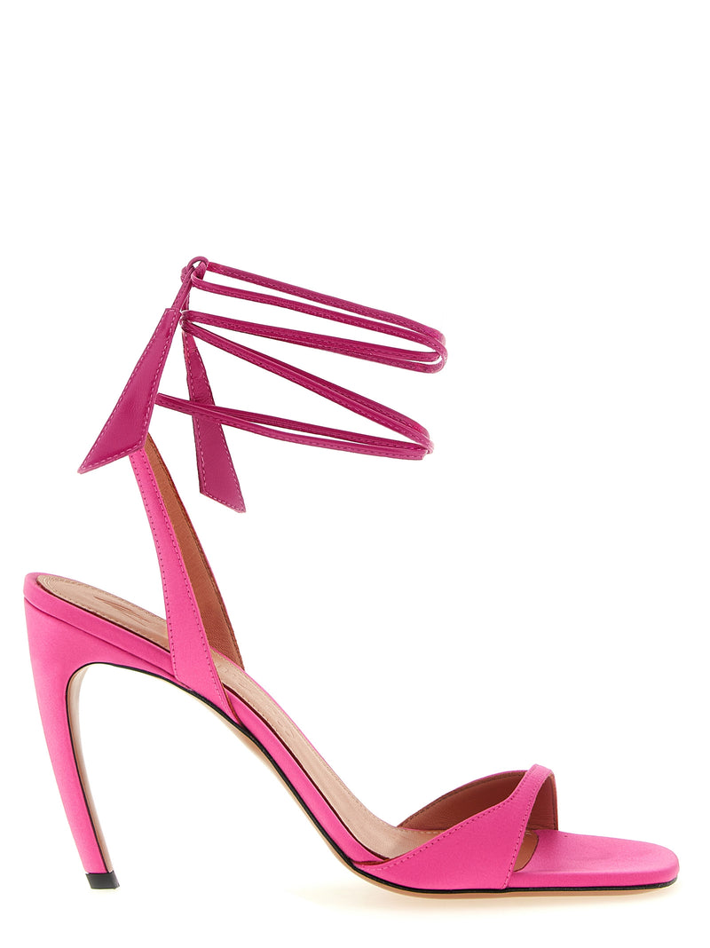 Sandales The Attico en cuir fuchsia à talon aiguille