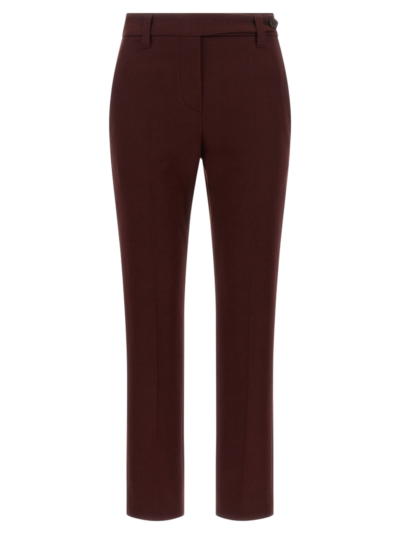 Brunello Cucinelli Pantalon décontracté en coton bordeaux