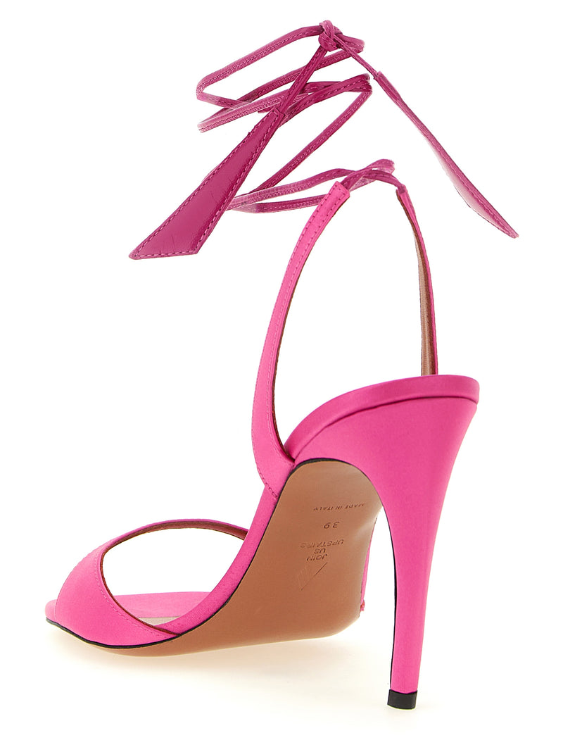 Sandales The Attico en cuir fuchsia à talon aiguille