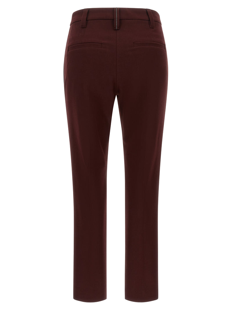 Brunello Cucinelli Pantalon décontracté en coton bordeaux