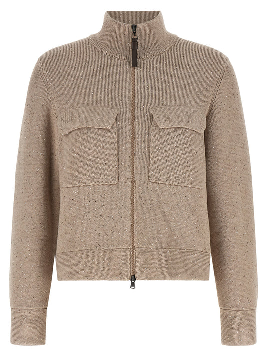 Brunello Cucinelli Cardigan en coton beige