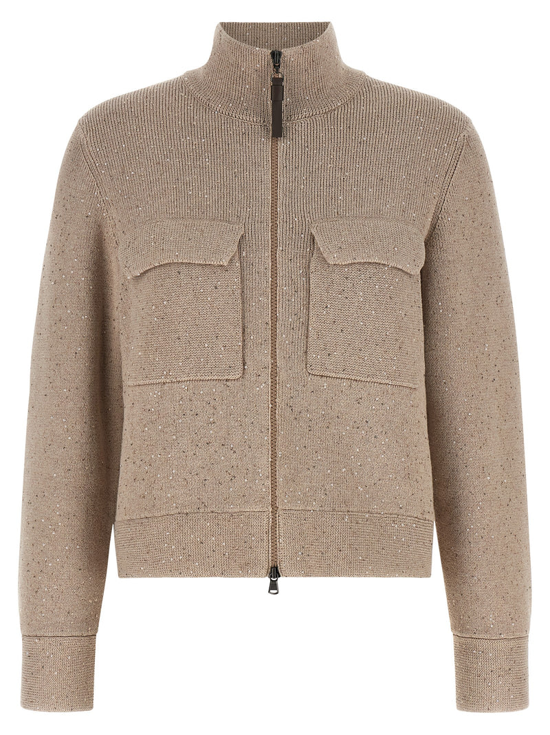 Brunello Cucinelli Cardigan en coton beige