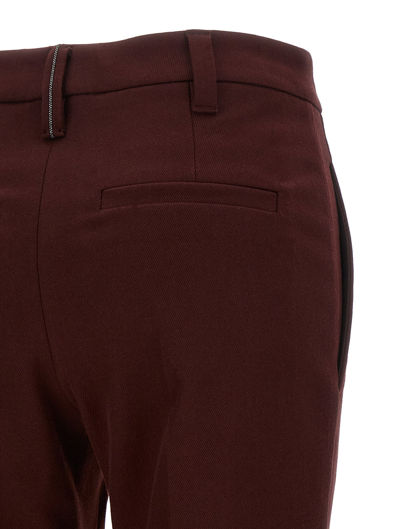 Brunello Cucinelli Pantalon décontracté en coton bordeaux