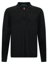 Kiton Black Wool Polo Shirt