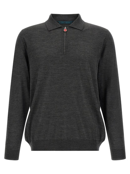 Kiton Gray Wool Polo Shirt