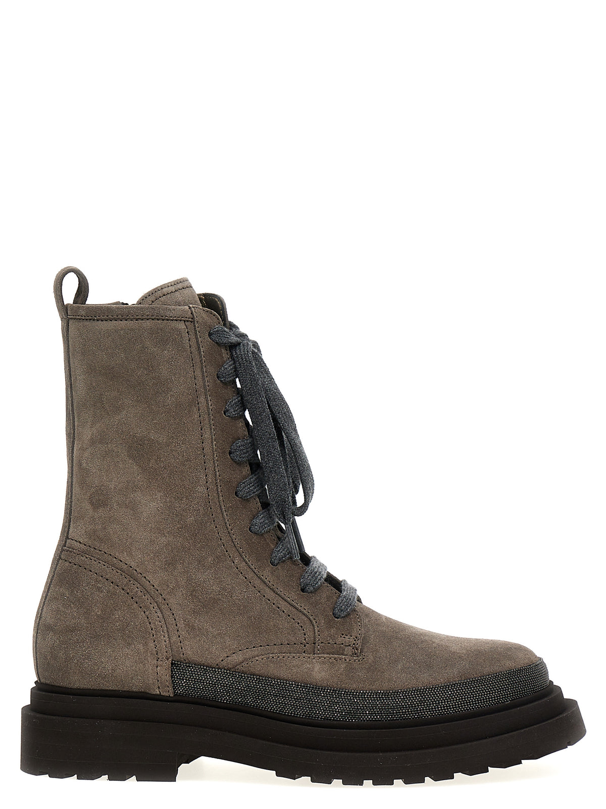 Bottines en cuir grises Brunello Cucinelli
