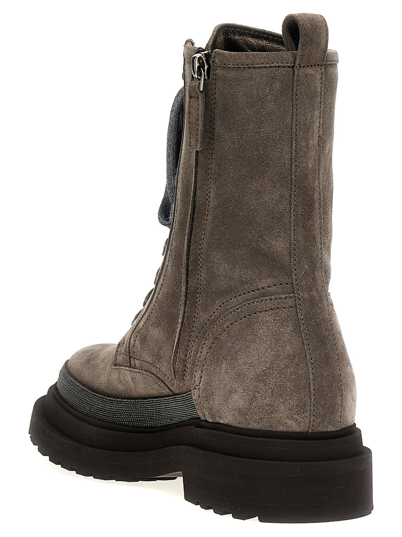Bottines en cuir grises Brunello Cucinelli